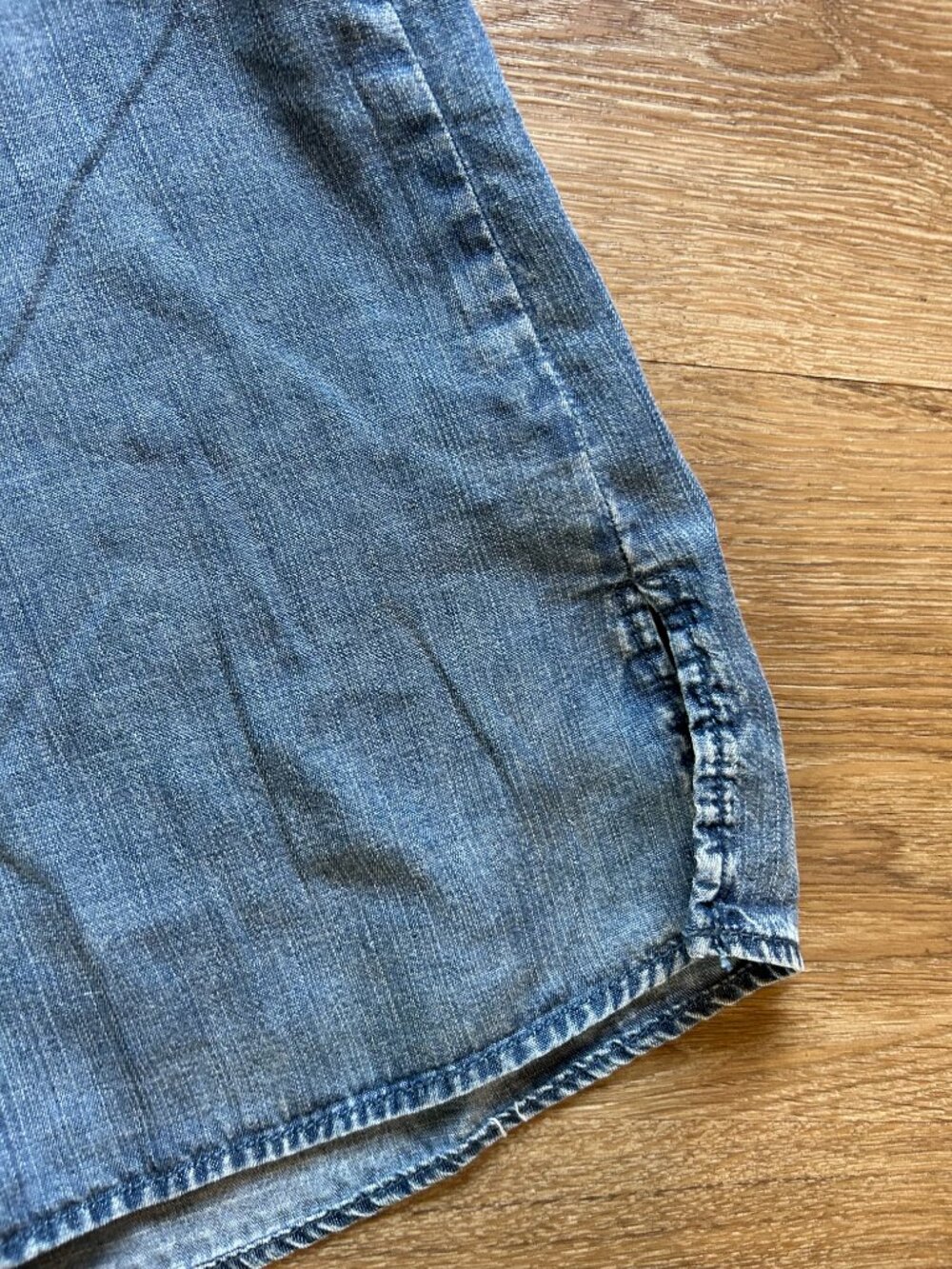 NWT Jane + Delancey Denim Chambray Short Sleeve Boxy Button Down Shirt XL - Picture 4 of 7